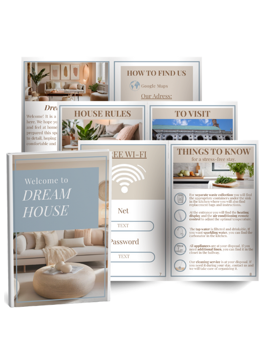 Printable welcome book for Airbnb hosts - English and Italian versions - AQ Digital